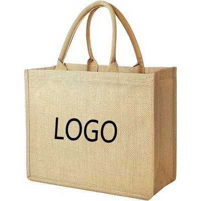 Custom Eco Friendly Reusable Blank Jute Burlap Grocery Bag w/Handle