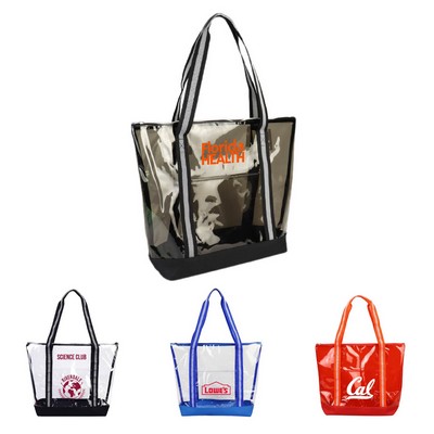 25C TPU 600D Polyester Reusable Clear Tote Bag w/ Handles & Zipper