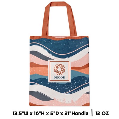 Sublimation 12 oz Poly Canvas Tote Bag - 13.5"W x 16"H x 5"D