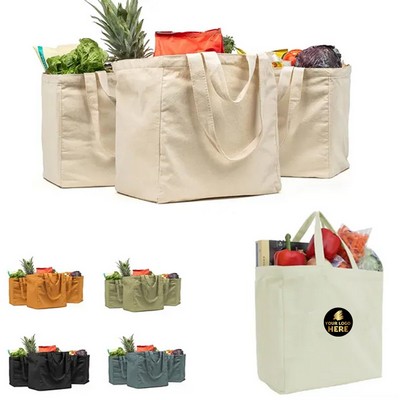 Premium 12oz Canvas Grocery Tote With Pockets