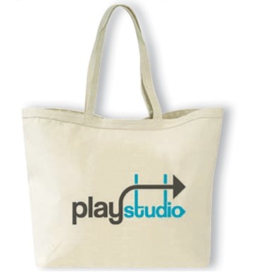 Canvas Big Tote Bag w/ Self Fabric Handle