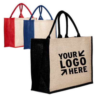 Two Tone Jute Tote Bag