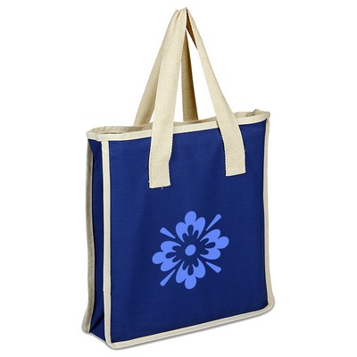 Colored Canvas Shopping Bag W/ Natural Handles
