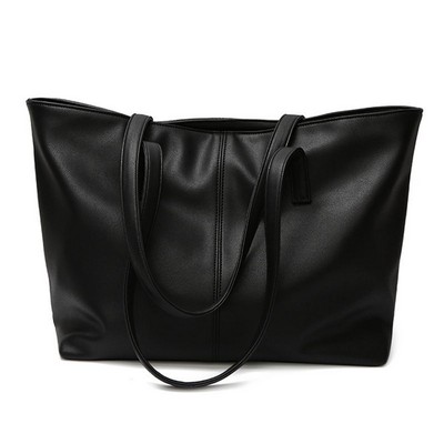 Zipper Top PU Leather Tote Bag