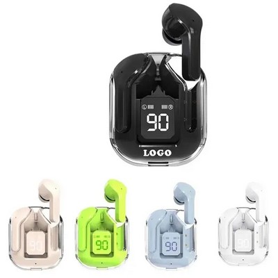 Portable Transparent Wireless Earphones LED Digital Display