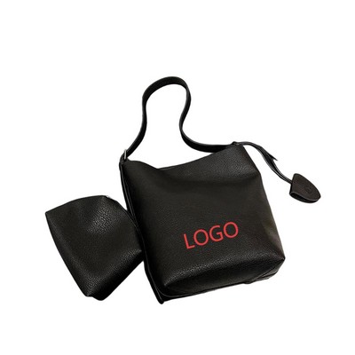 Multi-Purpose PU Leather Tote Bag with Matching Pouch