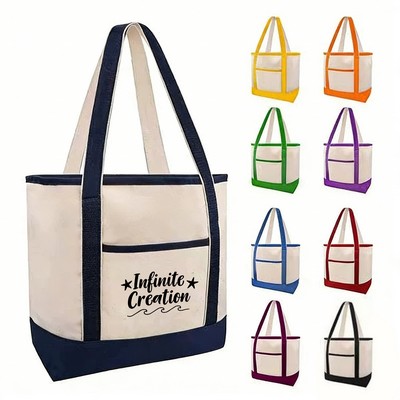 12 Oz. Cotton Canvas Boat Tote Bags (18.5" X 12" X 5.5")