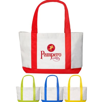 USA Printed Premium White Canvas Tote with Reinforced Straps & Color Bottom