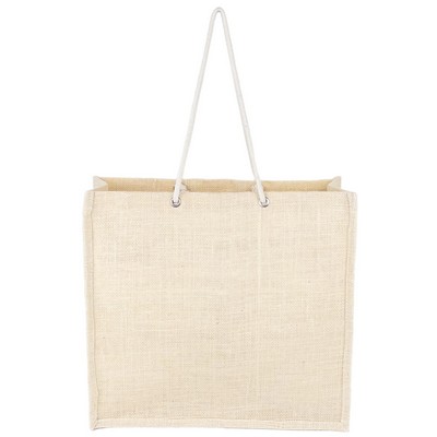 Blank Jute Tote Bag | Reusable Gusseted Gift Market Grocery (14x13x4)
