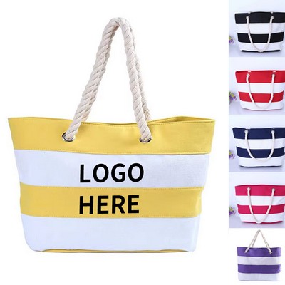 Cotton Rope-Handled Canvas Tote