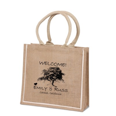 Jute Burlap Gift Tote Bags with Cotton Handles Eco-friendly and Reusable Bag Cosmos