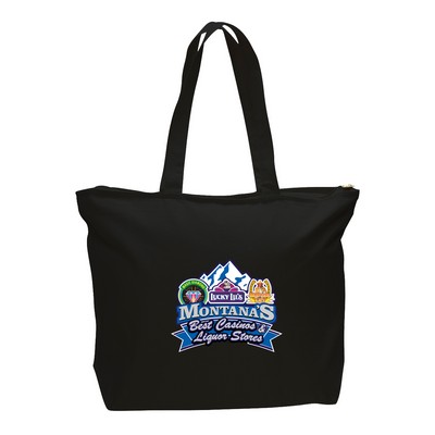 Cotton Canvas Zipper Tote Bag