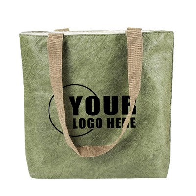 Kraft Paper Tote Bag Canvas Lined Lightweight Carry(15"x12.6"x3")