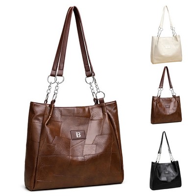 High-End Pu Large-Capacity Single-Shoulder Commuter Tote Bag