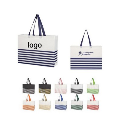 Non-woven Horizontal Stripe Tote Bag
