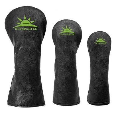 PU Leather Golf Headcover Waterproof Driver Fairway Hybrid